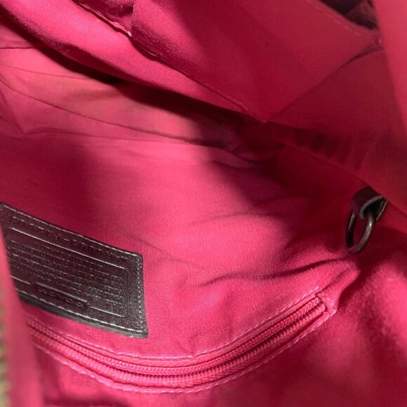 COACH Patchwork Silver Pink Signature Leather Suede F12863 Shoulder Bag + Tag - Picture 8 of 12